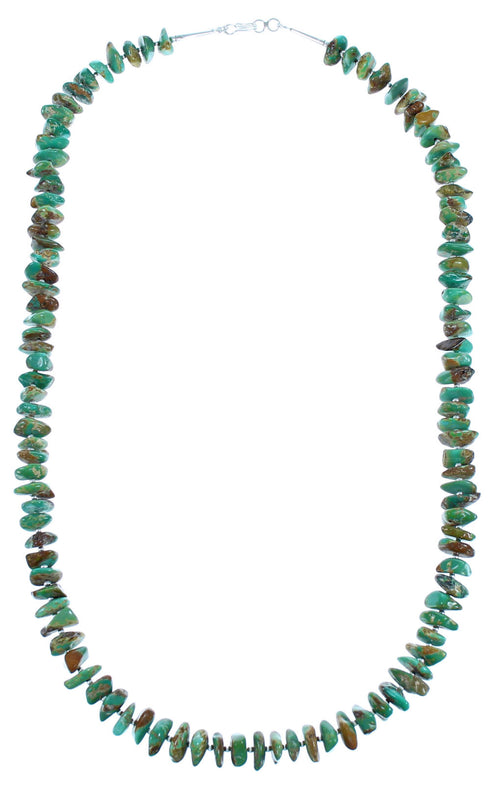 Southwestern Genuine Sterling Silver Turquoise Bead Necklace DX115879